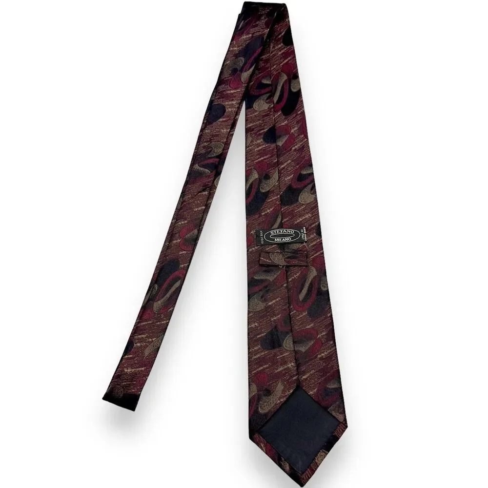 Stefano‎ Milano Tie Made in Italy 100% Silk Multicolor Abstract Pattern 58